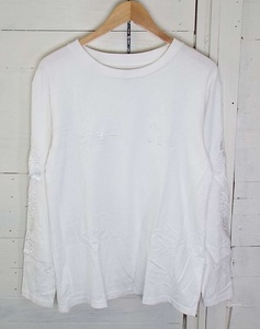 T2222〇東洋エンタープライズ/TOYO ロンT スカT 長袖 Tシャツ 刺繍 Lサイズ ホワイト