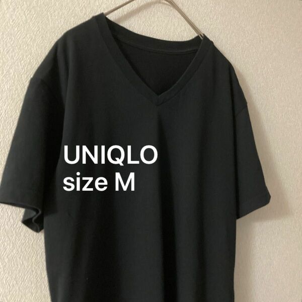 ユニクロ 半袖Tシャツ カットソー Vネック　ブラック