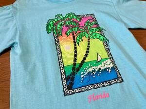 80s 90s USA製 ヴィンテージ FLORIDA フロリダ スーベニア トロピカル 半袖 Tシャツ シングルステッチ アメカジ