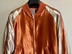 70s 80s USA производства Vintage STATEN ISLAND N.Y. одноцветный атлас жакет Japanese sovenir jacket контри-рок ROCK джемпер блузон Hsu алый a