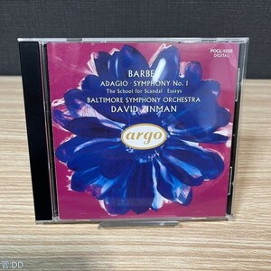 クラシックCD デイヴィッド・ジンマン指揮 ボルチモア交響楽団 / バーバー：弦楽のためのアダージョ(管弦楽曲集) 管：DD [0]P