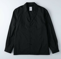 ◆新品◆ 定価5500円!! PLUSONE プラスワン ビジネス使用OK!! ラペルシャツジャケット 長袖 ワークシャツ Mサイズ 黒 ブラック メンズ_画像1
