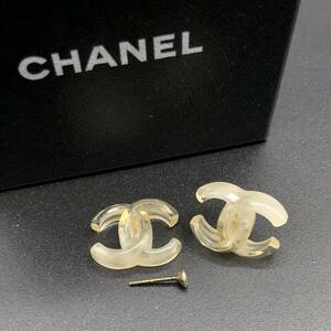 CHANEL シャネル クリア マーブル × ココマーク イヤリング ヴィンテージ 02P ブランドアクセサリー レディース 訳あり品 キャッチ欠品