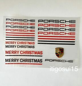 ★【未使用】ポルシェ PORSCHE★クリスマス ステッカー 赤黒 シール MERY CHRISTMAS ノベルティ