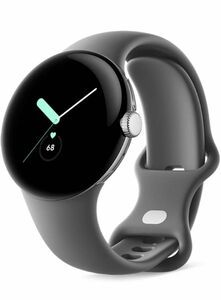 Googleグーグル Pixel Watch Polished Silver ステンレスケース Charcoal アクティブバンド