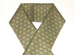  tree cotton. neckpiece, green . shines flax. leaf pattern 