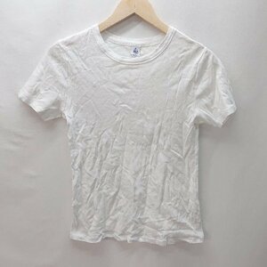 ◇ Petit Bateau プチバトー コットン100％ フランスブランド バックロゴあり 半袖 Tシャツ サイズM ホワイト レディース E