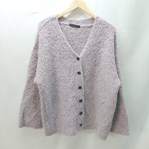 ◇ w closet ダブルクローゼット オ－バ－サイズ ふわふわ 長袖 カ－ディガン サイズF パ－プル レディース E