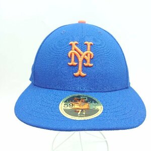 ◇ NEWERA 59FIFTY ニューエラ 刺繍 シンプル ステッカー キャップ 帽子 ブルー系 サイズ7 4/1 メンズ E