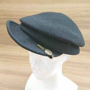 ◇ ◎ Mossant フランス老舗ブランド 無地 シンプル キャスケット 帽子 ブラック サイズM レディース メンズ E
