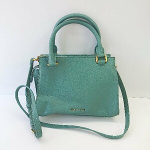 ◇ CHARLES & KEITH チャールズアンドキース ハンド 2WAY シンプル ショルダーバッグ ブルーグリーン レディース E