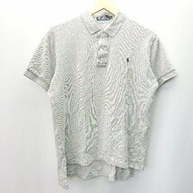 ◇ Polo by Ralph Lauren ハーフボタン 胸元ブランドロゴ刺? 半袖 ポロシャツ サイズL グレー メンズ E_画像1