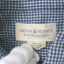 ◇ Denim & Supply Ralph Lauren コットン100％ ギンガムチェック 長袖 シャツ サイズXXS ブルー ホワイト レディース E_画像3
