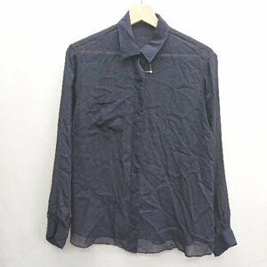 ◇ Deuxieme Classe シンプル 透け感有り 薄手 長袖 シャツ ブラウス サイズ表記なし ネイビー レディース E