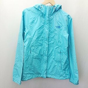 ◇ THE NORTH FACE ザ ノース フェイス アウトドア シンプル 長袖 ウィンドブレーカー サイズS ミントブルー レディース E