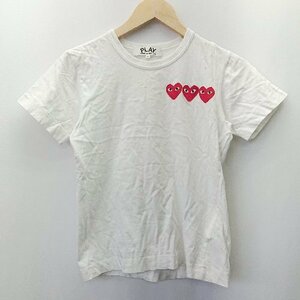 ◇ PLAY COMME des GARCONS プレイコムデギャルソン シンプル トリプルハート 半袖 Tシャツ サイズS ホワイト レディース E