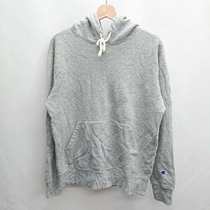 ◇ Champion Vガゼット フロントカンガルーポケット 長袖 スウェットパーカー サイズX-LARGE グレ－ メンズ E