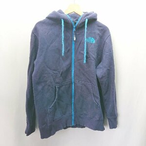 ◇ THE NORTH FACE ザ ノース フェイス フード ジップアップ ロゴ 長袖 パーカー サイズM ネイビー系 メンズ E