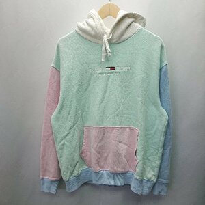 ◇ TOMMY JEANS トミー ジーンズ ブランドロゴ フード紐 長袖 トレ－ナ－ サイズL ミントグリーン メンズ E