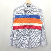 ◇ COMME des GARCONS コムデギャルソン ストライプ柄 ボーダー柄 長袖 シャツ サイズXS ブルー系 メンズ E_画像1