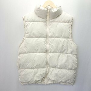 * AMERICAN HOLIC side pocket code stopper attaching draw -stroke ring - down vest size F white lady's E