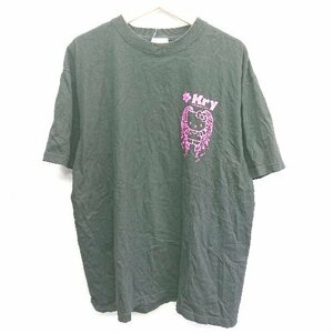 ◇ HELLO KITTY ハローキティ×Kry ケリー バックプリント コラボTシャツ 半袖 Tシャツ サイズXXL ブラック系 メンズ E