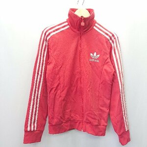 ◇ adidas アディダス L EUROPA TT 3ストライプ 長袖 ジャージ トラックジャケット サイズ レッド ホワイト メンズ E