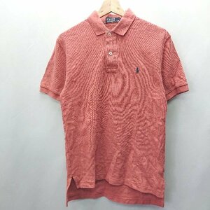 ◇ POLO RALPH LAUREN ポロ ラルフローレン コットン100％ 半袖 ポロシャツ サイズM サーモンピンク系 メンズ E