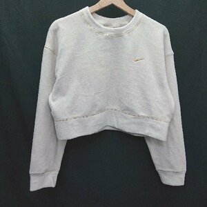 ◇ NIKE ナイキ フリース DRI-FIT アイコンクラッシュ 長袖 トレーナー サイズXL ベージュ ゴールド レディース E