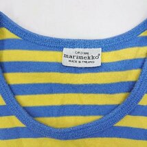 ◇ marimekkoマリメッコ ボーダー柄 カジュアル クルーネック 半袖 Tシャツ サイズXS イエロー ブルー レディース E_画像3