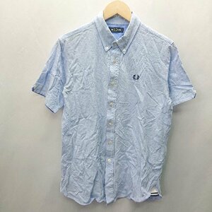 ◇ ◎ FRED PERRY フレッドペリー×SHIPS コットン100％ 半袖 シャツ サイズM ライトブルー メンズ E