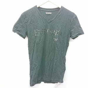 ◇ Emporio Armani Vネック シンプル カジュアル オシャレ 半袖 Tシャツ サイズM ブラック レディース E