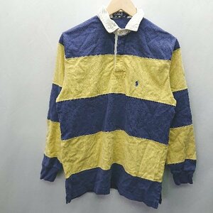 * Polo by Ralph Lauren half button one Point Logo long sleeve sweatshirt size M blue yellow men's E