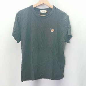 ◇ Maison Kitsune メゾンキツネ アニマル ワンポイント クルーネック 半袖 Tシャツ サイズM ブラック レディース E