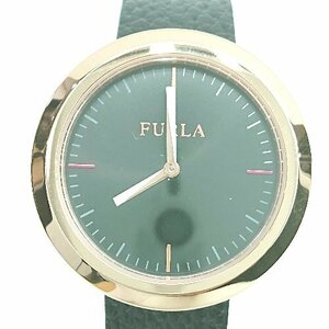 * FURLA Furla operation not yet verification three needle original leather use simple Schic wristwatch watch inscription none black men's E