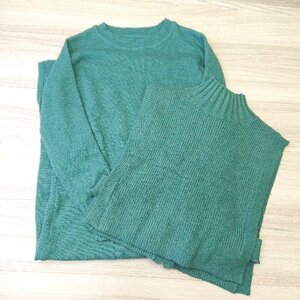 * Jf Ready Made J efretimeido simple casual One-piece knitted the best size F green lady's E