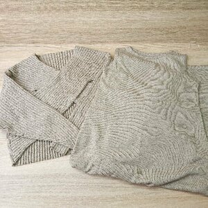 # titivate select casual rib cloth knitted long One-piece knitted pull oversize M Brown lady's E