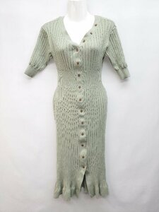 * snidel Snidel knitted sweater stripe short sleeves knees under One-piece size ONE light green lady's P