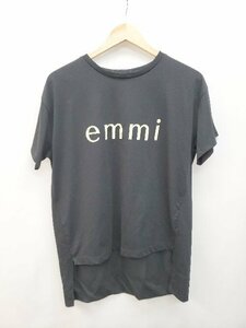 ◇ emmi エミ ロゴプリント カジュアル 半袖 Ｔシャツ カットソー サイズONE ブラック レディース P
