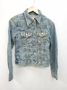 ◇ TRUE RELIGION トゥルー 胸ポケット 定番 シンプル 長袖 デニム ジャケット Gジャン サイズS ライトブルー系 メンズ P