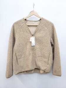 ◇ ◎ ●未使用● UNIQLO ユニクロ タグ付 ボア Vネック ジップアップ 長袖 カーディガン サイズM ベージュ レディース P