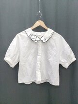 ◇ rivet & surge リベット アンド サージ 刺繍 かわいい 半袖 シャツ ブラウス サイズF オフホワイト系 レディース P_画像1