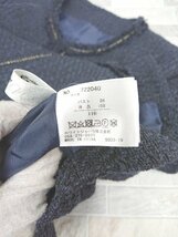◇ WHITEJOOLA フロントホック 装飾ビジュー ツイード 長袖 ジャケット サイズ11R ネイビー レディース P_画像5