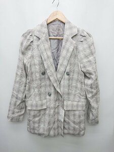* * * unused * NICE CLAUP check pattern long sleeve tailored jacket size F beige gray white lady's P