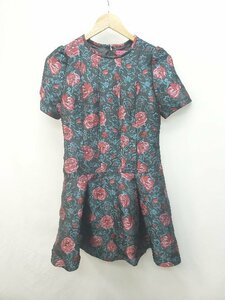 ◇ DOLLY GIRL BY ANNA SUI ドーリーガール 花柄 フレア 半袖 ミニ ワンピース サイズ1 ブルー レッド レディース P