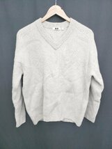 ◇ UNIQLO ユニクロ 長袖 プレミアムラムリブVネックセーター サイズL ナチュラル ベージュ系 メンズ P_画像1