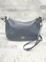 ◇ ◎ COACH コーチ 56819 2WAY キレイめ トート ショルダーバッグ ネイビー系 レディース P_画像1