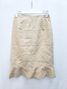 * Burberry Burberry check pattern side Zip knees height mermaid skirt size 36 beige group lady's P