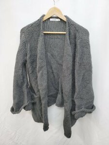 * MOUSSY Moussy wool . rib knitted simple long sleeve cardigan size FREE dark gray series lady's P