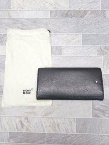 ◇ ◎ MONTBLAN モンブラン シンプル ワンポイント 二つ折り 財布 ブラック レディース P